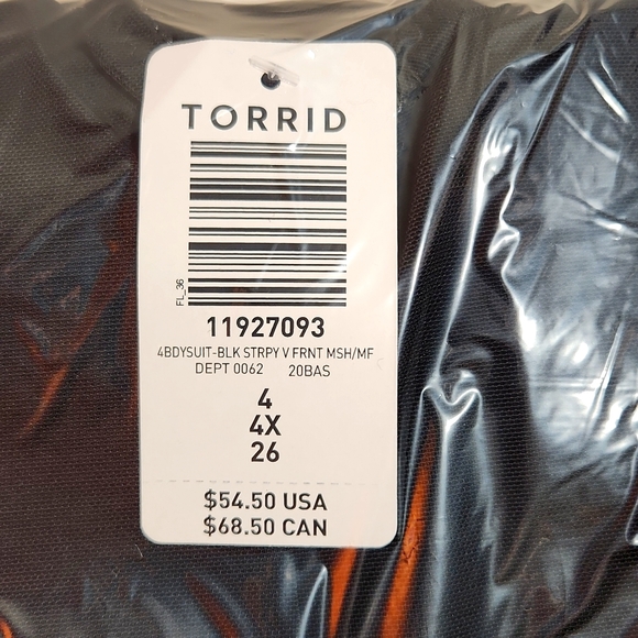 NWT TORRID BODYSUIT BLACK MESH STRAPPY SNAP BOTTOM LINGERIE - Plus Size 4X - Picture 6 of 10